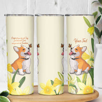 Personalised Wales Corgi and Daffodil Skinny Tumbler Welsh Dog Lovers - Wonder Print Shop