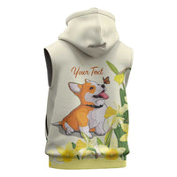 Personalised Wales Corgi and Daffodil Sleeveless Hoodie Welsh Dog Lovers - Wonder Print Shop