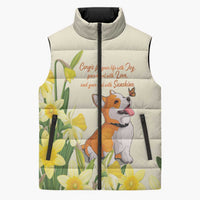 Personalised Wales Corgi and Daffodil Sleeveless Puffer Jacket Welsh Dog Lovers - Wonder Print Shop