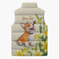Personalised Wales Corgi and Daffodil Sleeveless Puffer Jacket Welsh Dog Lovers - Wonder Print Shop