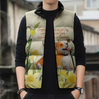 Personalised Wales Corgi and Daffodil Sleeveless Puffer Jacket Welsh Dog Lovers - Wonder Print Shop