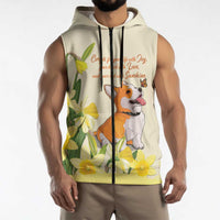 Personalised Wales Corgi and Daffodil Sleeveless Zip Hoodie Welsh Dog Lovers - Wonder Print Shop