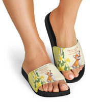 Wales Corgi and Daffodil Slide Sandals Welsh Dog Lovers - Wonder Print Shop