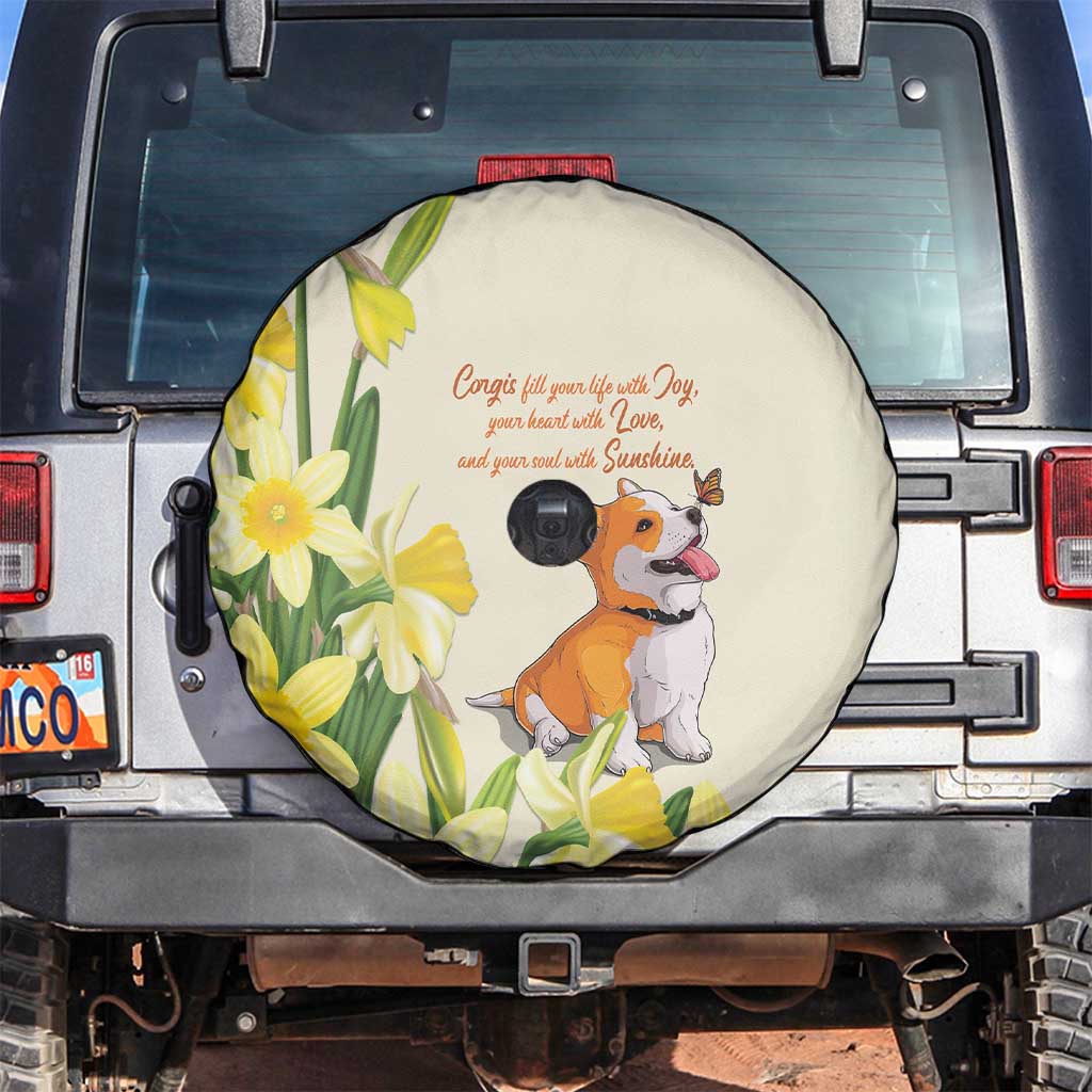 Wales Corgi and Daffodil Spare Tire Cover Welsh Dog Lovers - Wonder Print Shop