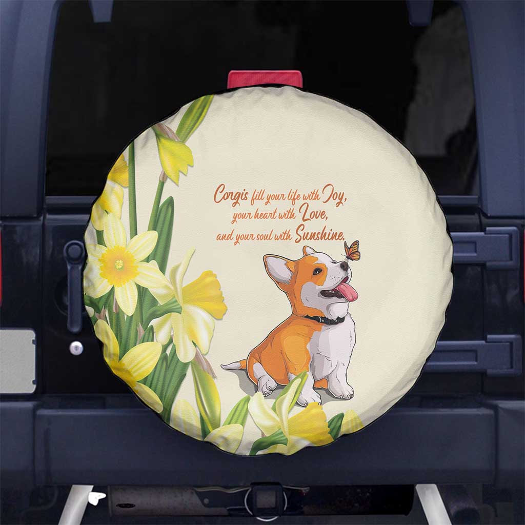 Wales Corgi and Daffodil Spare Tire Cover Welsh Dog Lovers - Wonder Print Shop