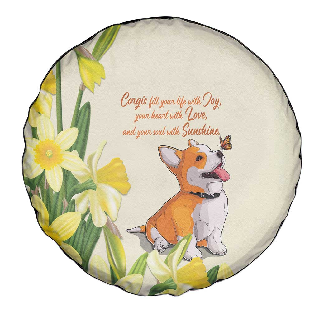 Wales Corgi and Daffodil Spare Tire Cover Welsh Dog Lovers - Wonder Print Shop