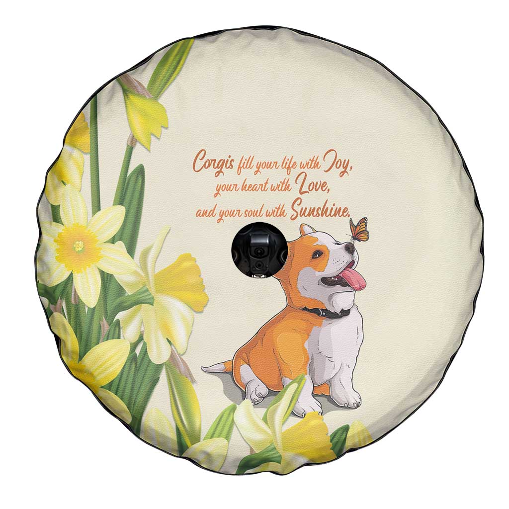 Wales Corgi and Daffodil Spare Tire Cover Welsh Dog Lovers - Wonder Print Shop