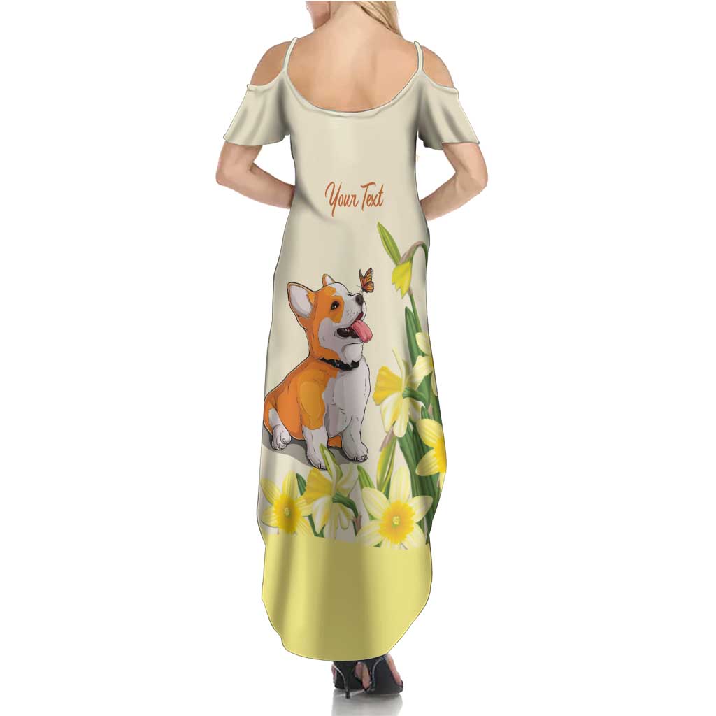 Personalised Wales Corgi and Daffodil Summer Maxi Dress Welsh Dog Lovers - Wonder Print Shop