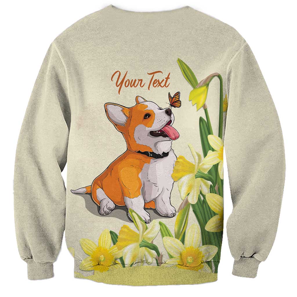 Personalised Wales Corgi and Daffodil Sweatshirt Welsh Dog Lovers - Wonder Print Shop