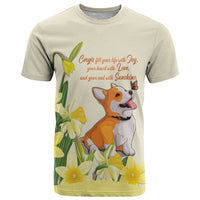 Personalised Wales Corgi and Daffodil T Shirt Welsh Dog Lovers - Wonder Print Shop