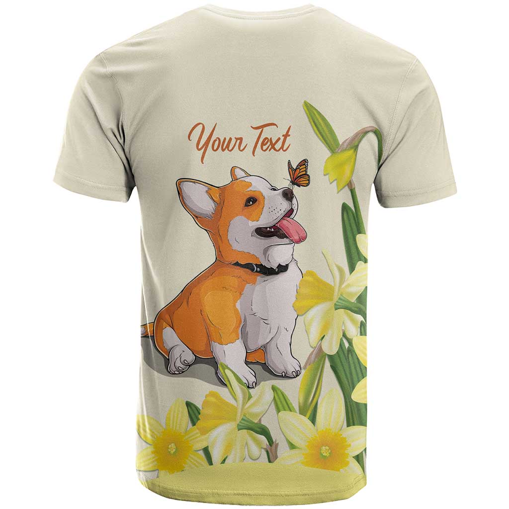 Personalised Wales Corgi and Daffodil T Shirt Welsh Dog Lovers - Wonder Print Shop