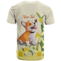 Personalised Wales Corgi and Daffodil T Shirt Welsh Dog Lovers - Wonder Print Shop