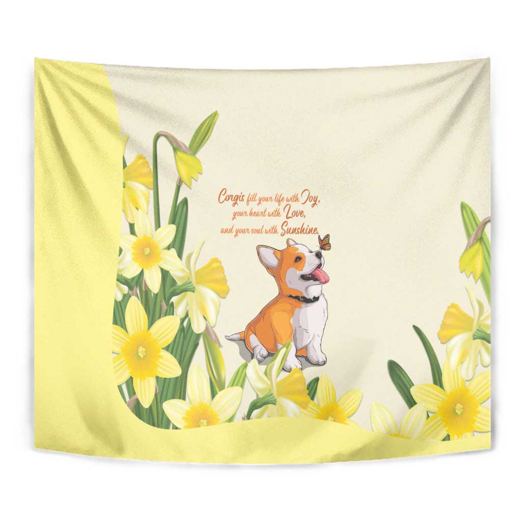 Wales Corgi and Daffodil Tapestry Welsh Dog Lovers - Wonder Print Shop