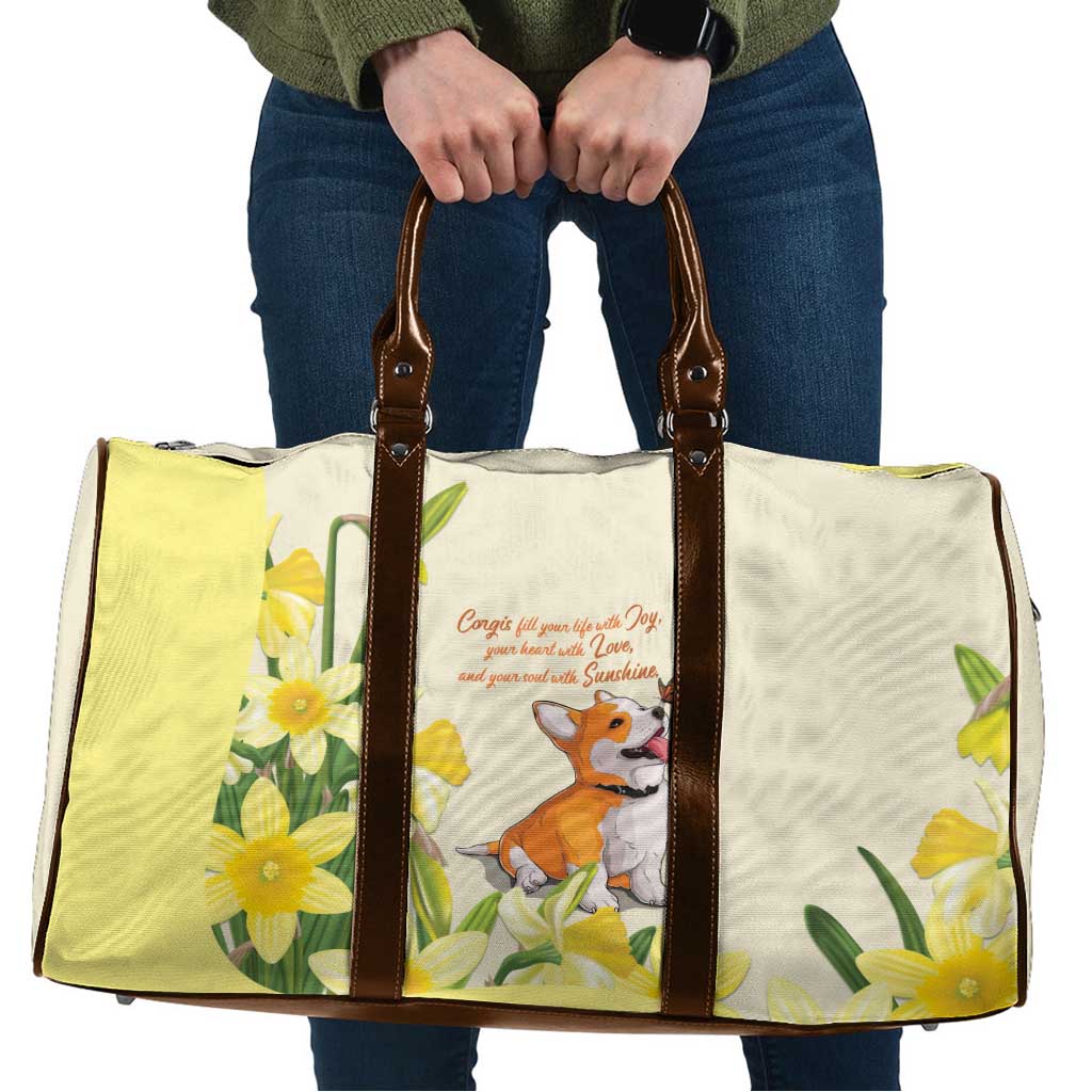 Wales Corgi and Daffodil Travel Bag Welsh Dog Lovers - Wonder Print Shop