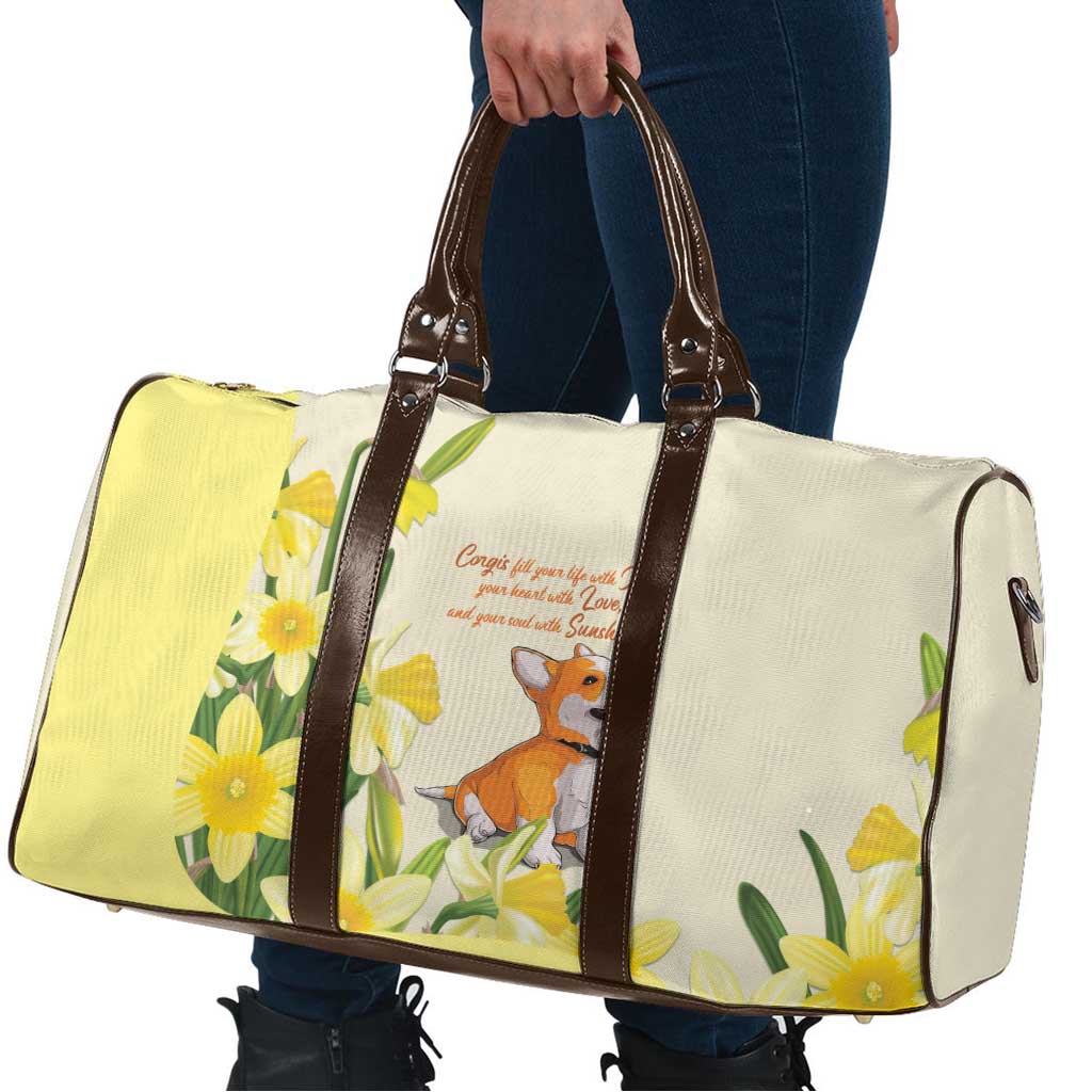 Wales Corgi and Daffodil Travel Bag Welsh Dog Lovers - Wonder Print Shop