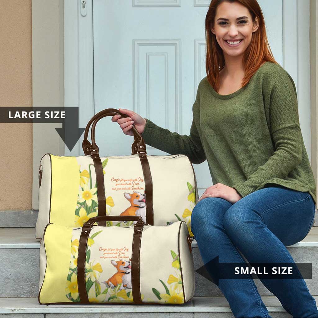Wales Corgi and Daffodil Travel Bag Welsh Dog Lovers - Wonder Print Shop