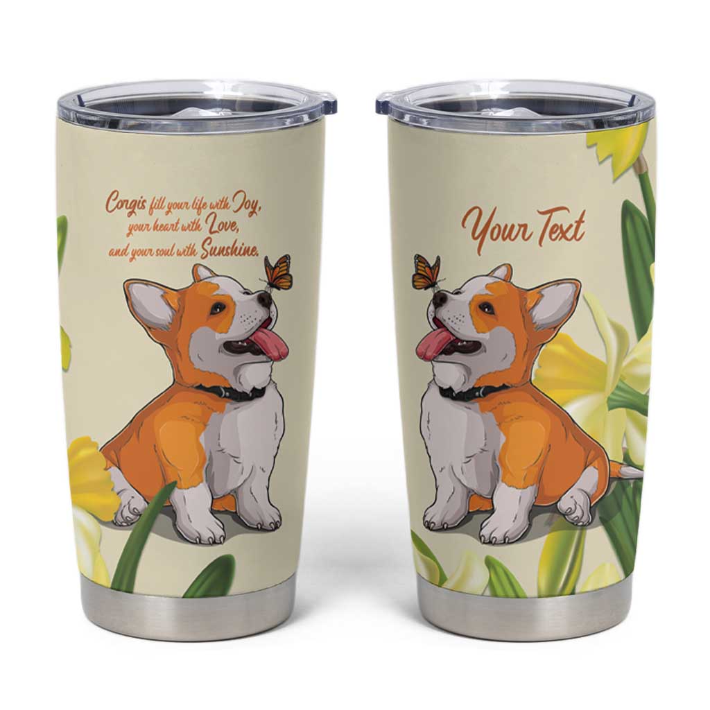 Personalised Wales Corgi and Daffodil Tumbler Cup Welsh Dog Lovers - Wonder Print Shop