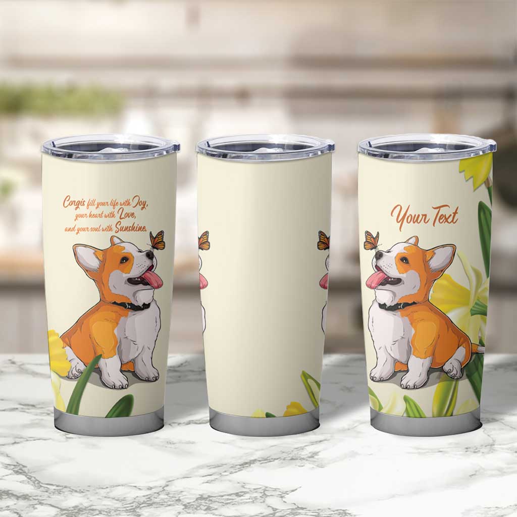 Personalised Wales Corgi and Daffodil Tumbler Cup Welsh Dog Lovers - Wonder Print Shop