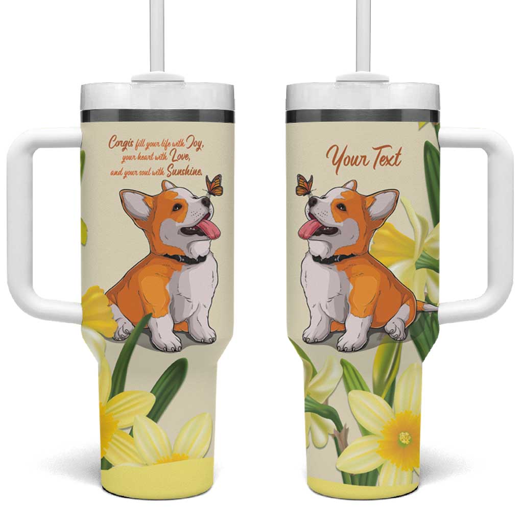 Personalised Wales Corgi and Daffodil Tumbler With Handle Welsh Dog Lovers - Wonder Print Shop