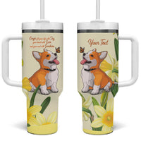 Personalised Wales Corgi and Daffodil Tumbler With Handle Welsh Dog Lovers - Wonder Print Shop