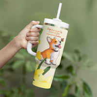 Personalised Wales Corgi and Daffodil Tumbler With Handle Welsh Dog Lovers - Wonder Print Shop