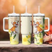 Personalised Wales Corgi and Daffodil Tumbler With Handle Welsh Dog Lovers - Wonder Print Shop