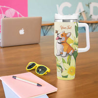 Personalised Wales Corgi and Daffodil Tumbler With Handle Welsh Dog Lovers - Wonder Print Shop