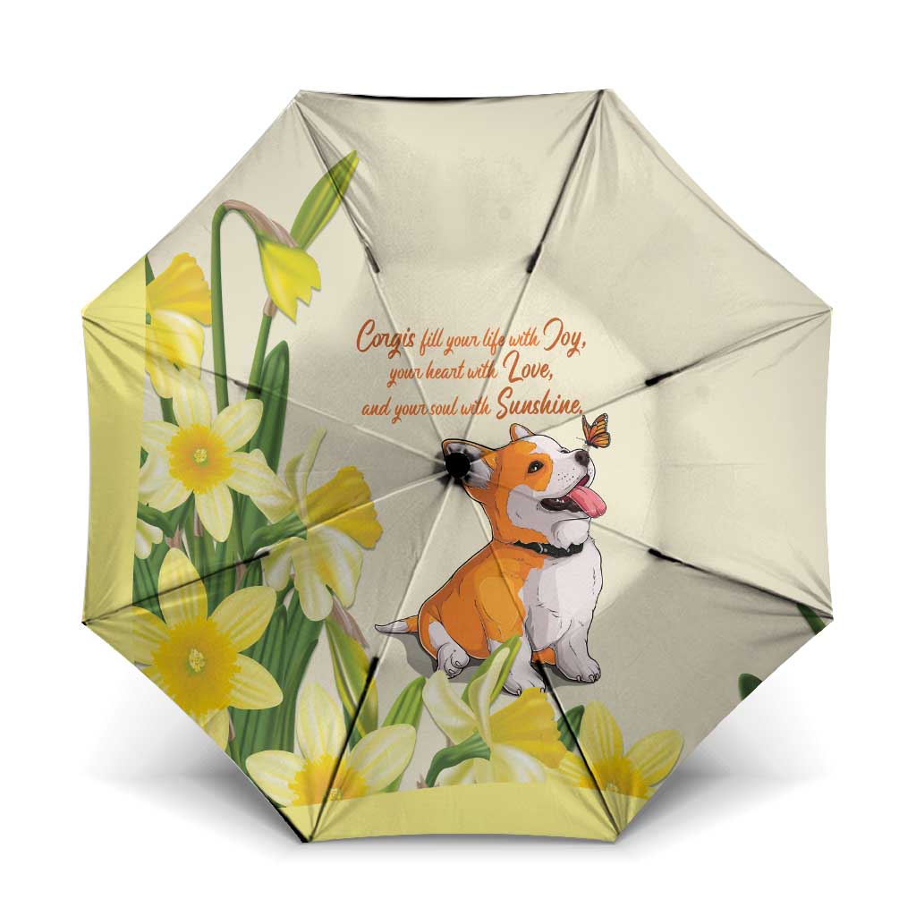 Wales Corgi and Daffodil Umbrella Welsh Dog Lovers - Wonder Print Shop