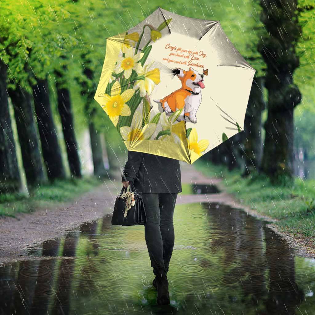 Wales Corgi and Daffodil Umbrella Welsh Dog Lovers - Wonder Print Shop