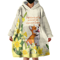 Personalised Wales Corgi and Daffodil Wearable Blanket Hoodie Welsh Dog Lovers - Wonder Print Shop