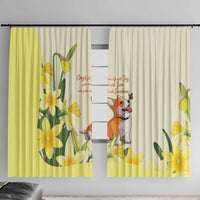 Wales Corgi and Daffodil Window Curtain Welsh Dog Lovers - Wonder Print Shop