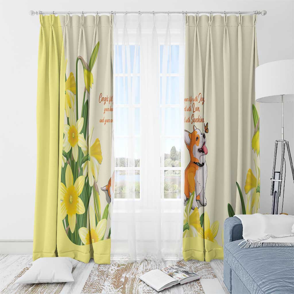 Wales Corgi and Daffodil Window Curtain Welsh Dog Lovers - Wonder Print Shop