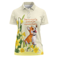 Personalised Wales Corgi and Daffodil Women Polo Shirt Welsh Dog Lovers - Wonder Print Shop
