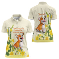 Personalised Wales Corgi and Daffodil Women Polo Shirt Welsh Dog Lovers - Wonder Print Shop
