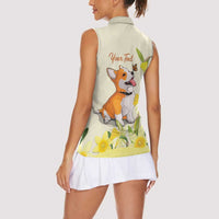 Personalised Wales Corgi and Daffodil Women Sleeveless Polo Shirt Welsh Dog Lovers - Wonder Print Shop