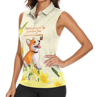 Personalised Wales Corgi and Daffodil Women Sleeveless Polo Shirt Welsh Dog Lovers - Wonder Print Shop