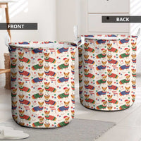 Wales Corgi Christmas Laundry Basket Nadolig Llawen Welsh Dog Seamless Vibes - Wonder Print Shop