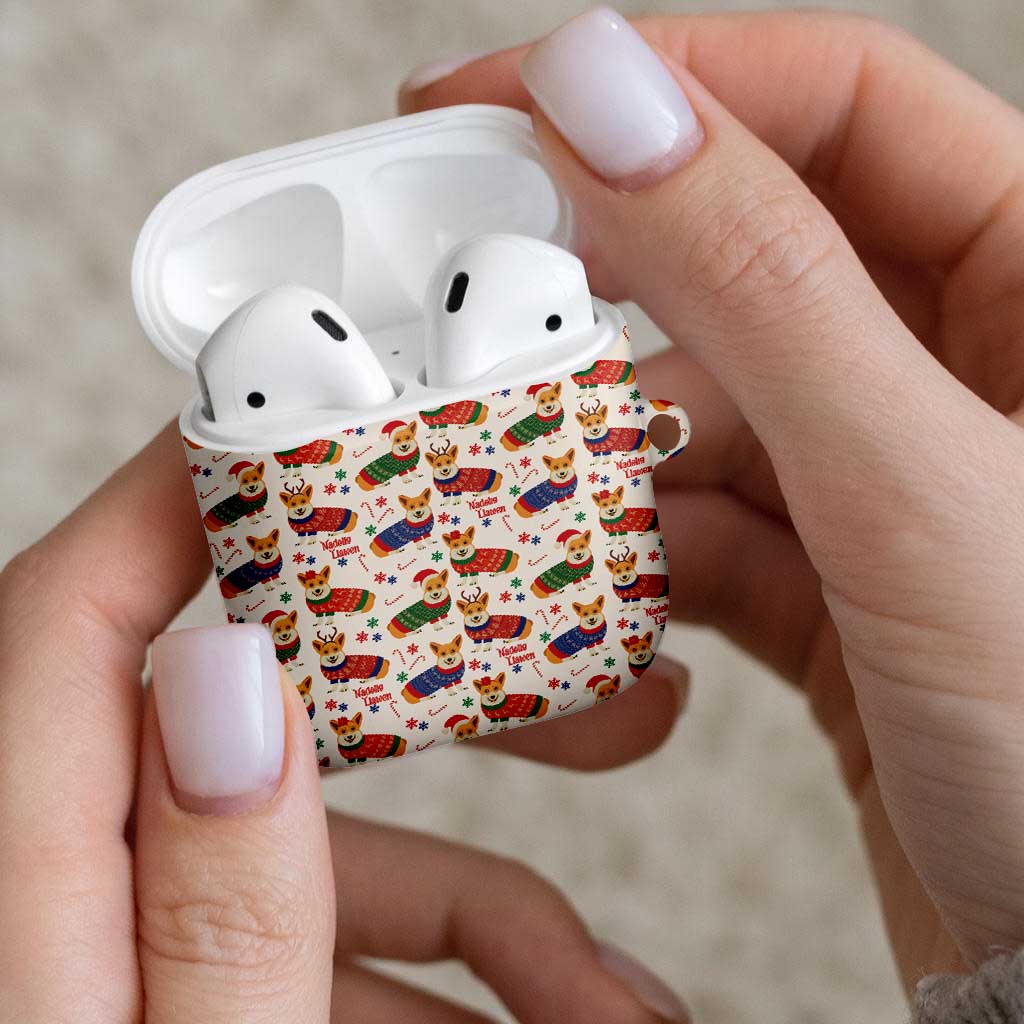 Wales Corgi Christmas AirPods Case Nadolig Llawen Welsh Dog Seamless Vibes - Wonder Print Shop