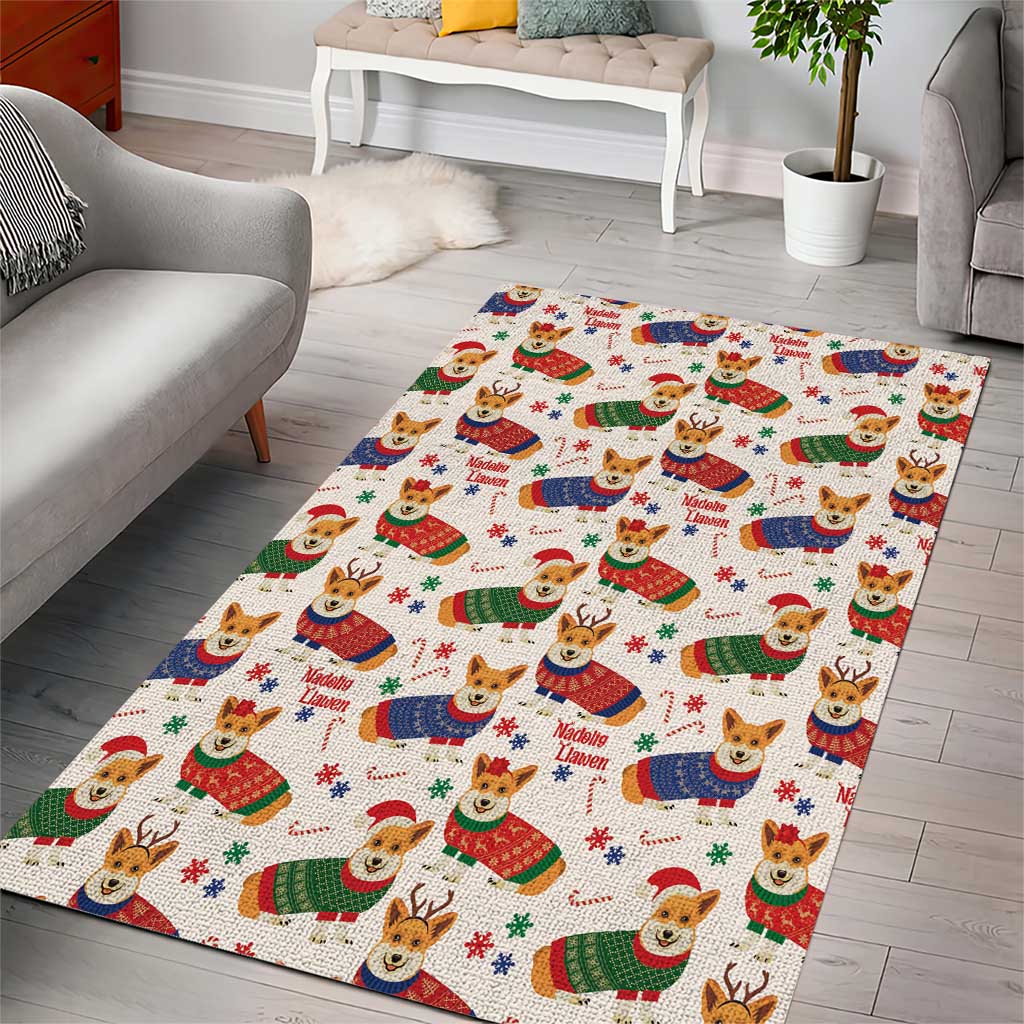 Wales Corgi Christmas Area Rug Nadolig Llawen Welsh Dog Seamless Vibes - Wonder Print Shop