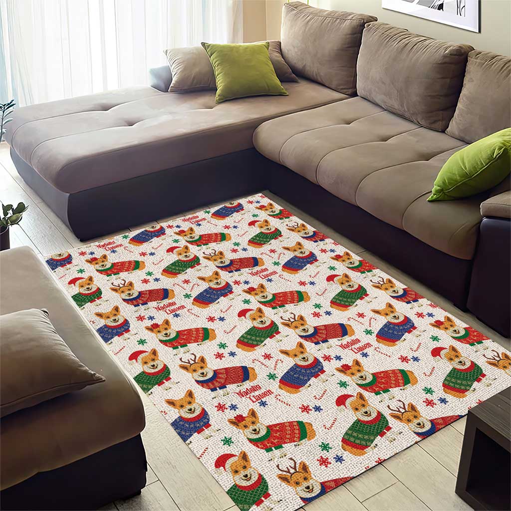 Wales Corgi Christmas Area Rug Nadolig Llawen Welsh Dog Seamless Vibes - Wonder Print Shop