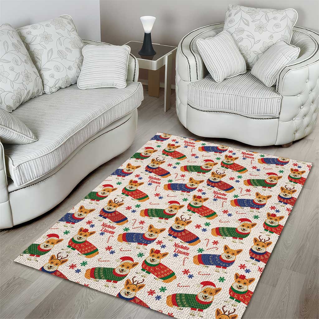 Wales Corgi Christmas Area Rug Nadolig Llawen Welsh Dog Seamless Vibes - Wonder Print Shop