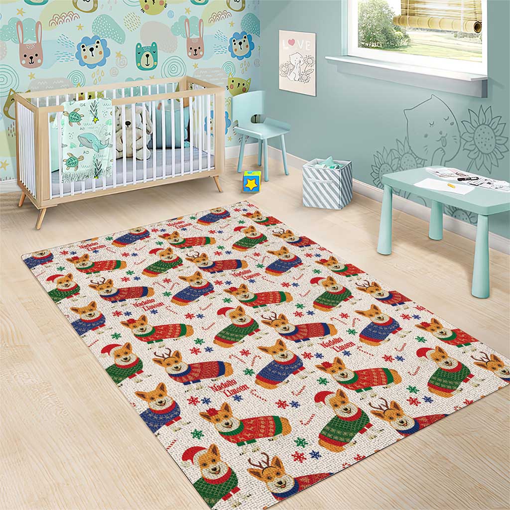 Wales Corgi Christmas Area Rug Nadolig Llawen Welsh Dog Seamless Vibes - Wonder Print Shop