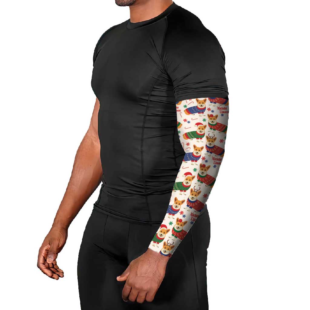 Wales Corgi Christmas Arm Sleeves Nadolig Llawen Welsh Dog Seamless Vibes - Wonder Print Shop