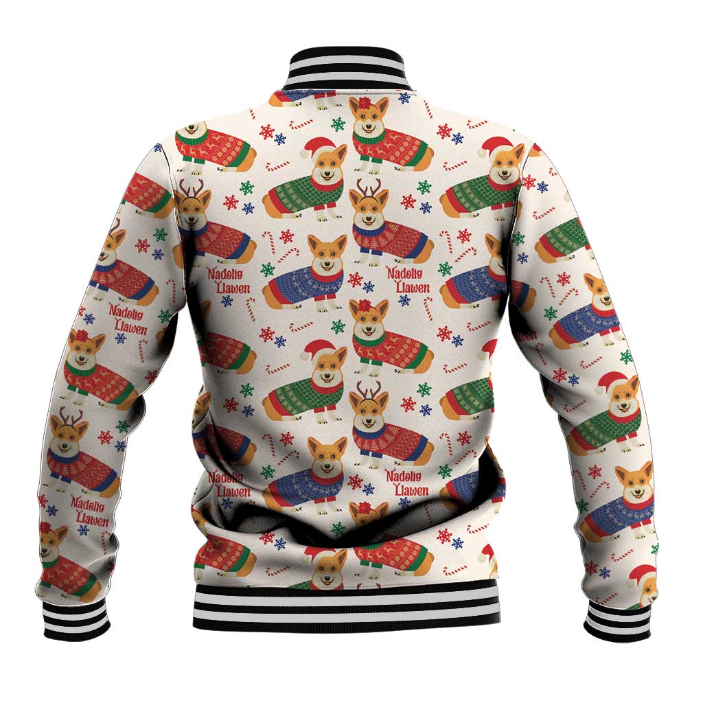 Wales Corgi Christmas Baseball Jacket Nadolig Llawen Welsh Dog Seamless Vibes - Wonder Print Shop