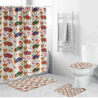 Wales Corgi Christmas Bathroom Set Nadolig Llawen Welsh Dog Seamless Vibes - Wonder Print Shop