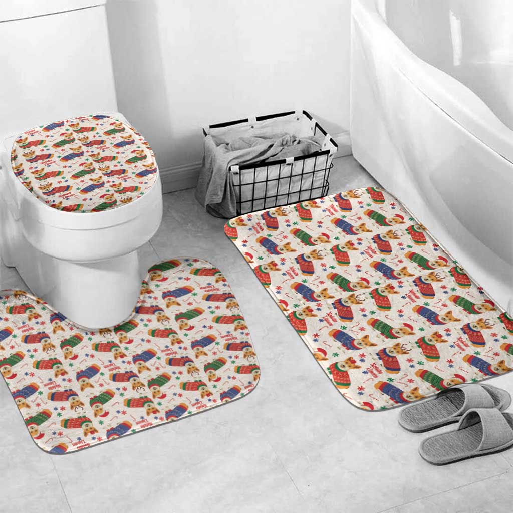 Wales Corgi Christmas Bathroom Set Nadolig Llawen Welsh Dog Seamless Vibes - Wonder Print Shop
