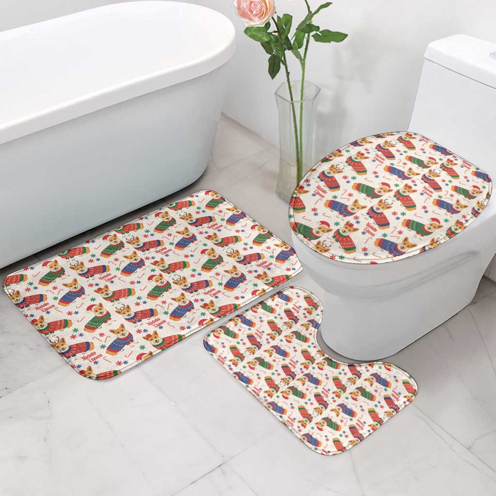 Wales Corgi Christmas Bathroom Set Nadolig Llawen Welsh Dog Seamless Vibes - Wonder Print Shop