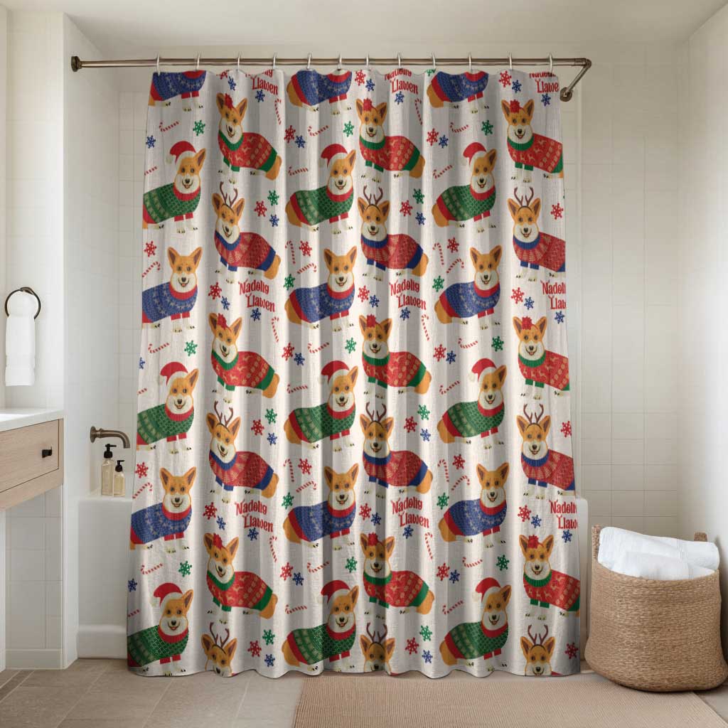 Wales Corgi Christmas Bathroom Set Nadolig Llawen Welsh Dog Seamless Vibes - Wonder Print Shop