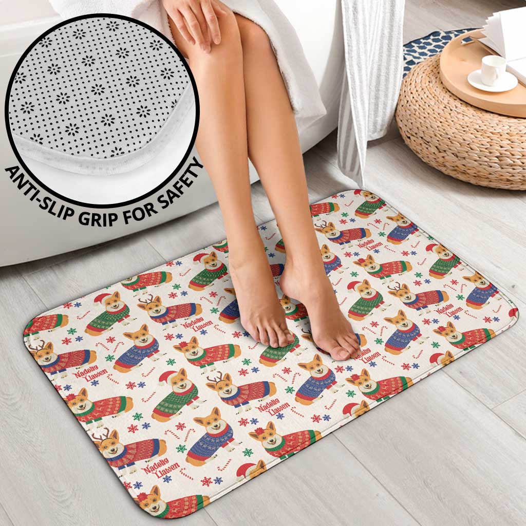 Wales Corgi Christmas Bathroom Set Nadolig Llawen Welsh Dog Seamless Vibes - Wonder Print Shop