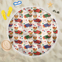 Wales Corgi Christmas Beach Blanket Nadolig Llawen Welsh Dog Seamless Vibes - Wonder Print Shop
